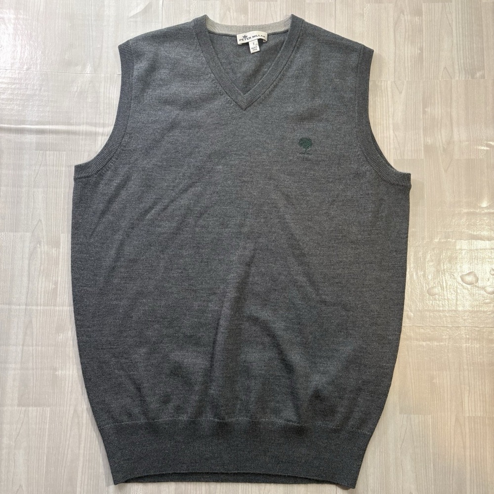 Peter Millar Crown Sweater Vest Men's Small Gray V-Neck Golf New